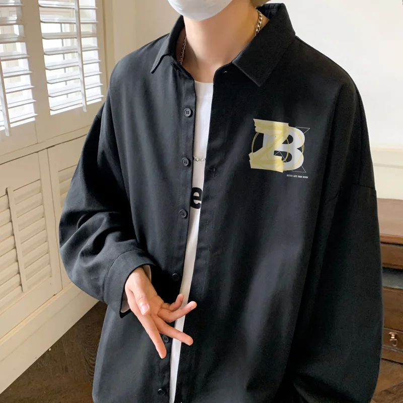 

Футболка мужская с длинным рукавом, свободная Повседневная рубашка с буквенным принтом, однотонная модель, топ в стиле унисекс для пар, большие размеры 5XL