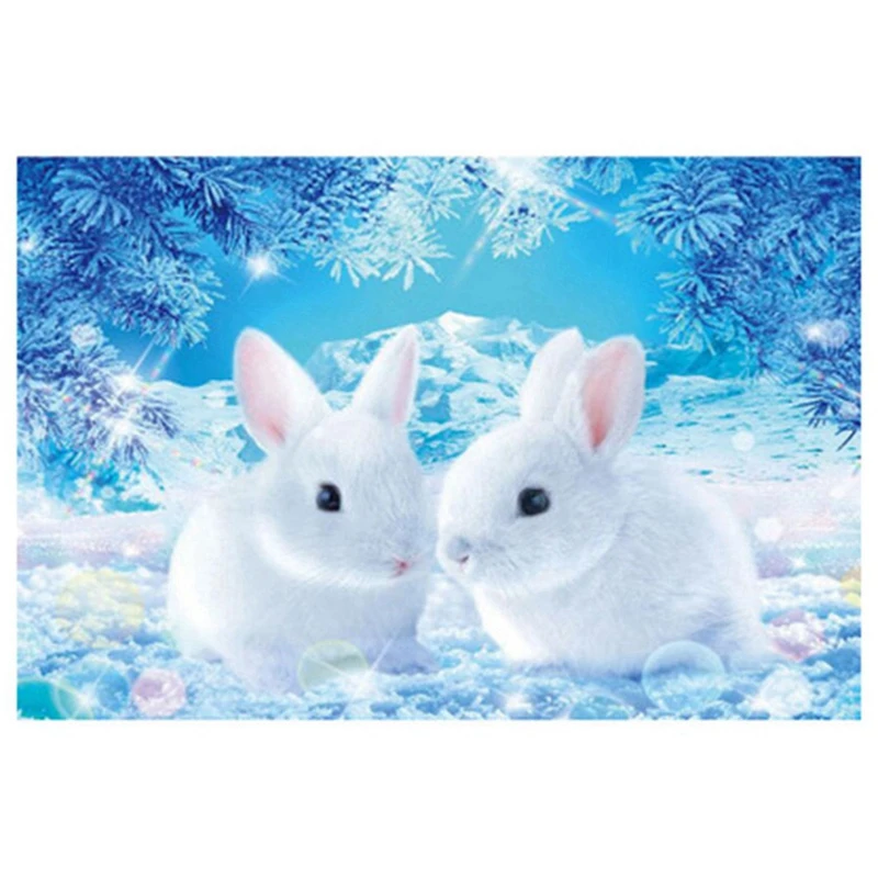 

Full Round Drill 5D DIY Diamond Painting "Snow Rabbit" Embroidery Cross Stitch 5D Home Decor Gift