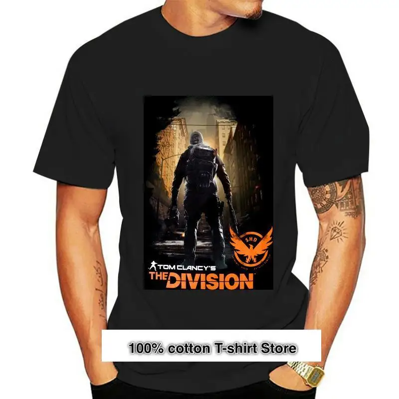 

Camiseta de manga corta de The Division para hombre, camisa con estampado de división negra, cuello redondo