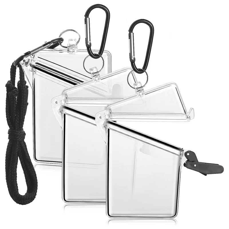

3 упаковки прозрачных чехлов для карт со шнурком, прозрачные водонепроницаемые ремешки для Id значков и ключей