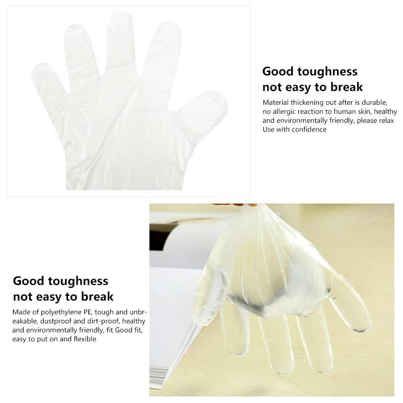 100 шт./лот одноразовые перчатки пластиковые прозрачные маслостойкие