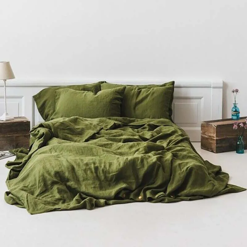 Постельное мягкое. Linen way постельное белье зеленое. Кровать Moss. Softened Linen Bedding Set 