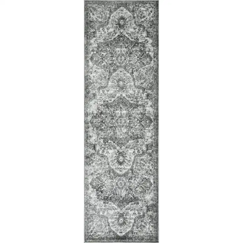 

Medallion Runner Rug, 2' 6" x 6', Gray