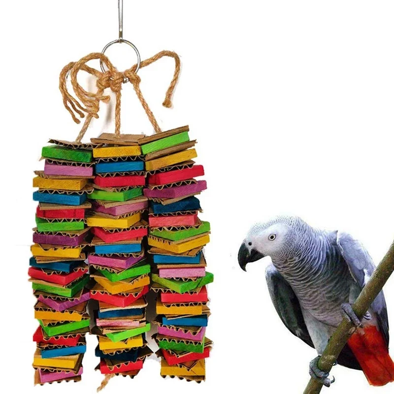 Parrot Toys for Birds Cardboard Big Bird Toys African Grey Parrot Toys Natural Wooden Bird Cage Chewing Toy images - 6