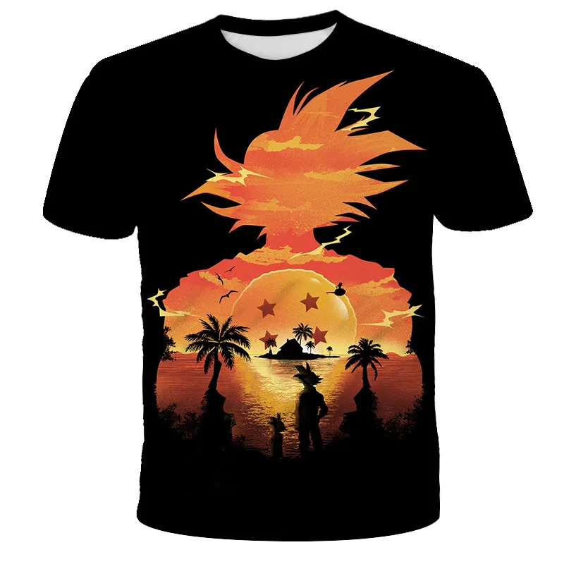 

Summer new fashion jacket 3 d digital printing cartoon dragonball wukong easing round collar short sleeve T-shirt