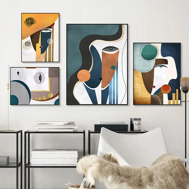 

Nordic Abstract Luxury Woman Poster And Prints Geometric Beauty Canvas Painting Living Room Bedroom Home Decor Wall Art Pictures
