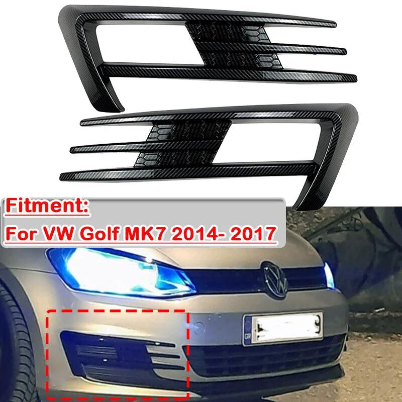 

For VW Golf7 MK7 2014 2015 2016 2017 Car Accessories Front Fog Light Lamp Eyebrow Eye Lid Wind Knife Cover Sticker Black/Carbon