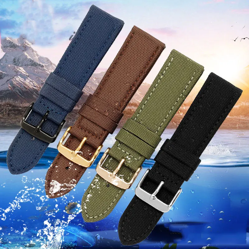 20mm 22mm Nylon Leather Wrist Band Men Women Universal Waterproof Canvas Bracelet Belt for Omega for Seiko Citizen Watch Strap