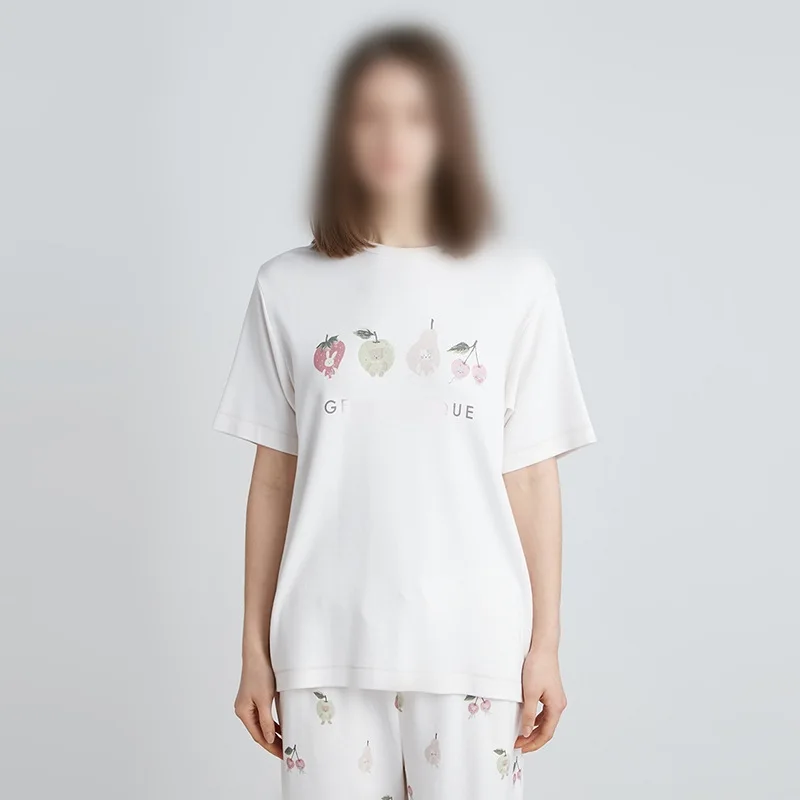 

New soft modal women's pajamas, casual fashion cute printed trousers short sleeve loungewear.