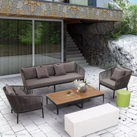 simple rattan sofa living room combination modern fashion rattan table and chair courtyard rattan chair tea table