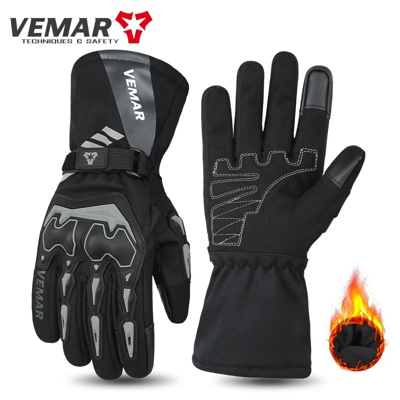 

VEMAR водонепроницаемые термомоточные перчатки, противоскользящие зимние теплые ветрозащитные перчатки с сенсорным экраном для женщин и мужчин, езда на мото