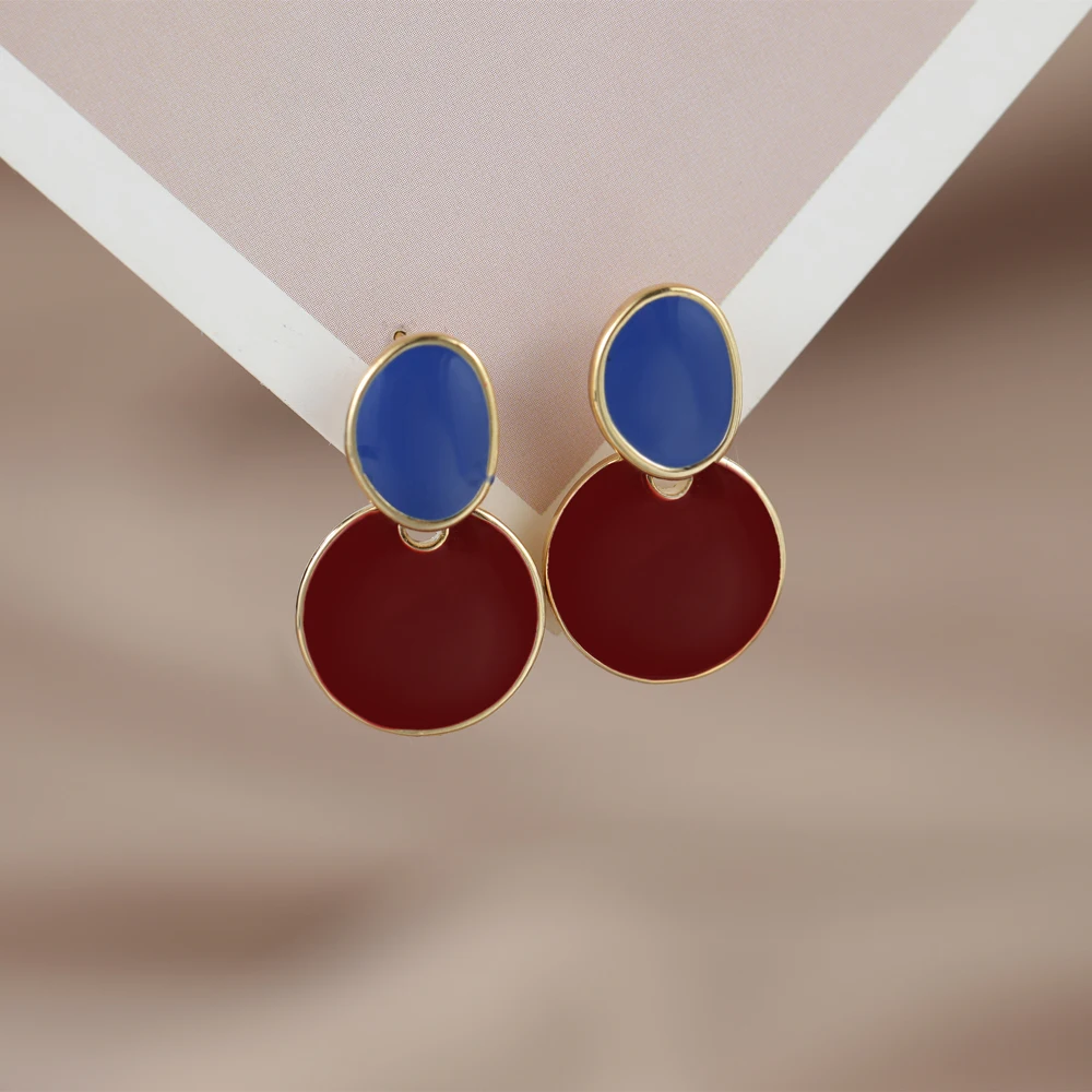 

Anslow Fashion New Design Spring Color Irregular Geometric Shape Dripping Oil Stud Earrings Elegant Women Jewelry Free Shipping