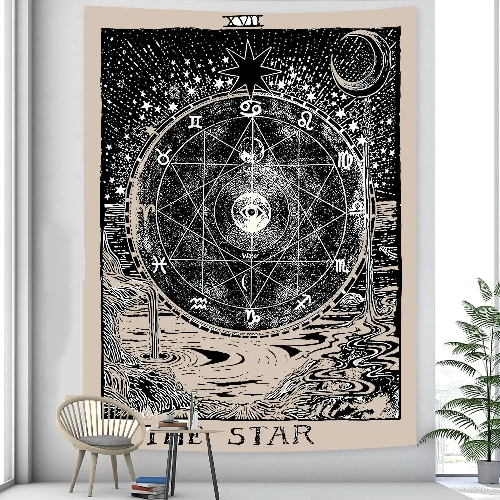 

Twelve Astrological Signs Bearer Tarot Card Psychedelic Home Decoration Tapestry Bohemian Decoration Divination Bedroom Pendant