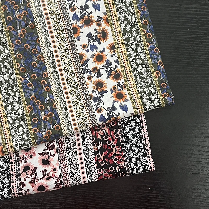 100*145 см мягкая вискоза хлопковая ткань с цветочным принтом для шитья