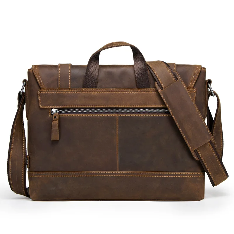 Genuine Leather Retro Cowhide Men's Handbag Textured Business Briefcase Large Capacity Men's Crossbody Bag