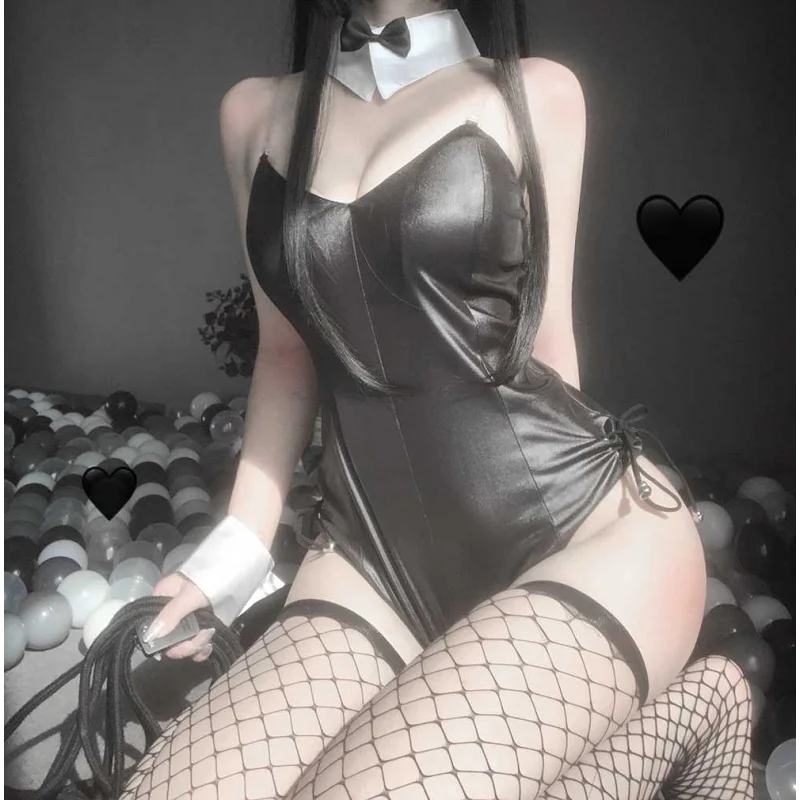 

Kawaii Anime Bunny Girl Cosplay Women Sexy Lingerie Costumes Provocative PU Faux Leather Sexy Uniform Temptation Imitation