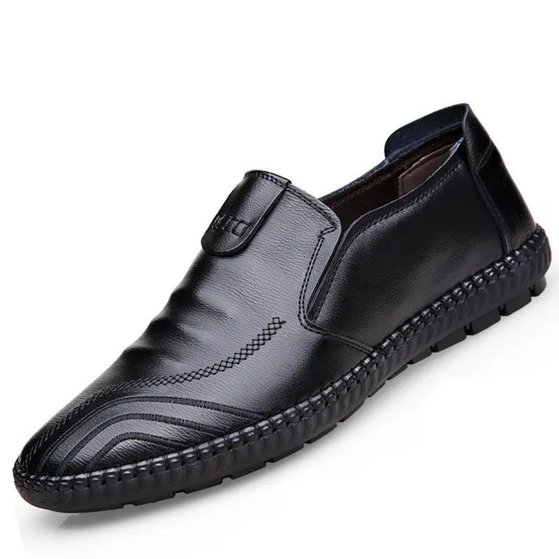 

Nice Spring Autumn Pop Casual Fashion Leather Casual Shoes Slip on Comfortable Outdoor Leather Shoes Male Flat Chic Men's Shoes
