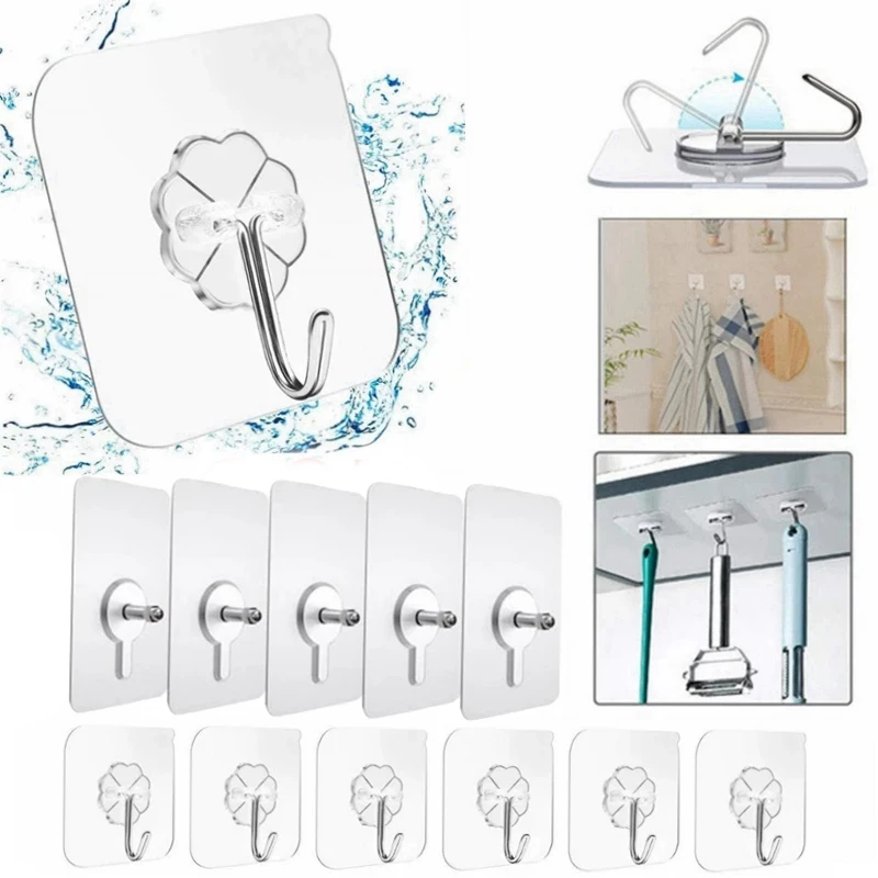 

10 Pcs HIgh Quality Punch-free Screws Strong Self-adhesive Suction Cup Sucker Wall Hooks Hanger for Kitchen Bathroom Tools