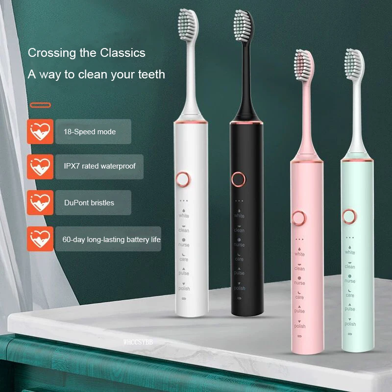 

Sonic Electric Toothbrush for Adults Kid Mode Smart Timer Whitening Tooth Brush IPX7 Waterproof Replaceable Head Teeth Cleaning
