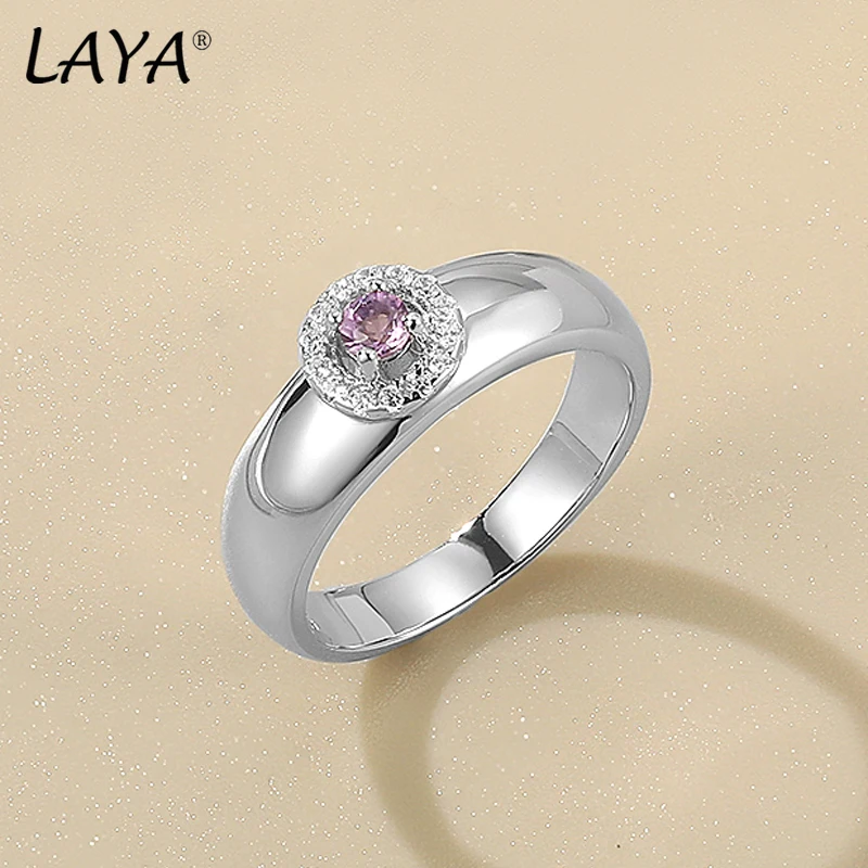 

LAYA Finger Ring For Women Natural Amethyst Round 3mm Minimalist Original Design 100% 925 Sterling Silver Fine Trend Jewelry