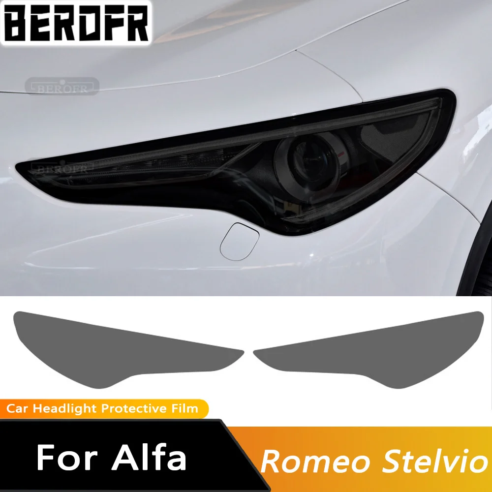

2Pcs Car Headlight Protective Film Headlamp Transparent Black TPU For Alfa Romeo Giulia 952 Stelvio 949 Sticker Accessories