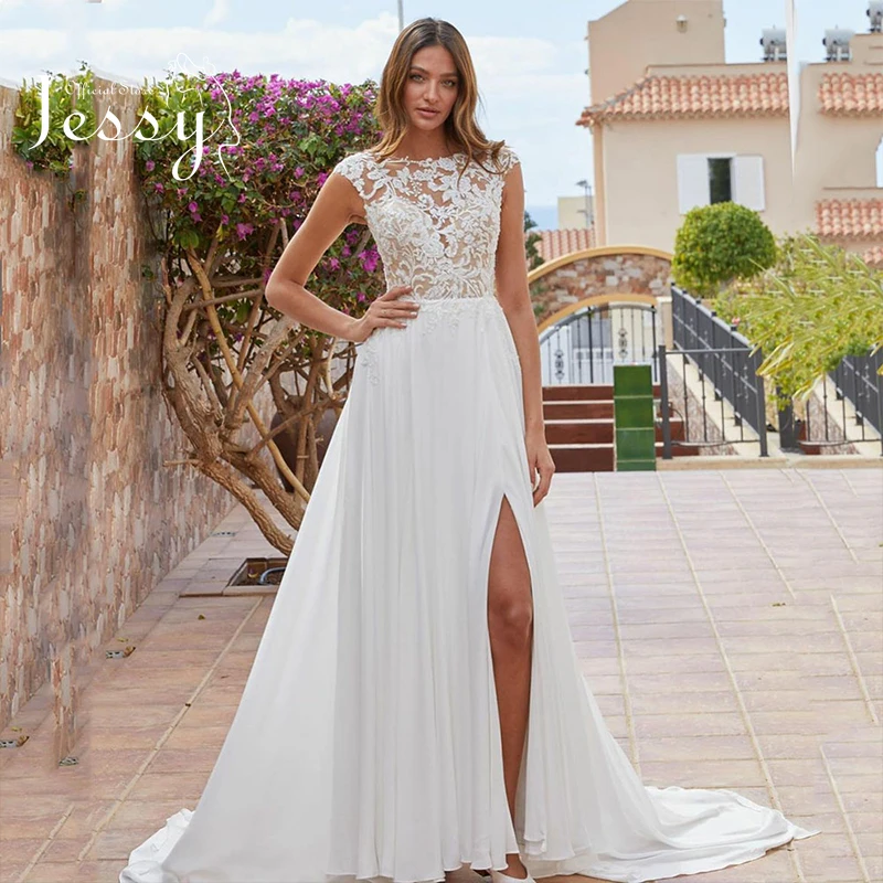 

Simplicity Wedding Dress Ruffled Organza A-line Floor Length Beach Tulle Strapless Sleeveles Bride Slit A Line Vestido De Novia