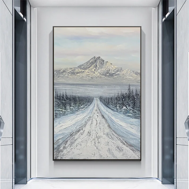 

Cuadros Para El Hogar Hand-Painted Oil Painting On Canvas Snow Mountain Scenery Hotel Living Room Home Wall Hanging Decor No Fra
