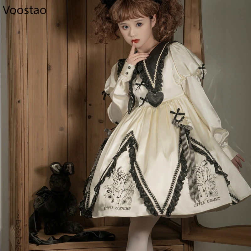 Женское платье с длинным рукавом винтажное в японском готическом стиле