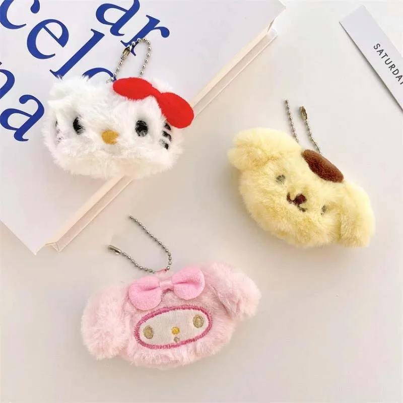 

Sanrio Plush Keychain My Melody Pom Purin Hello Kitty Cartoon Animal Plush Key Chain Bag Pendant Backpack Decoration