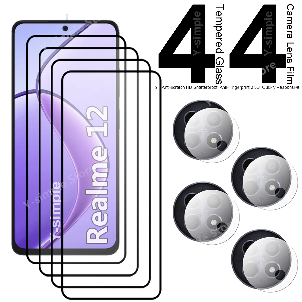 Стекло для телефона 4 + Realme 12 Plus защита экрана полное покрытие мягкая пленка