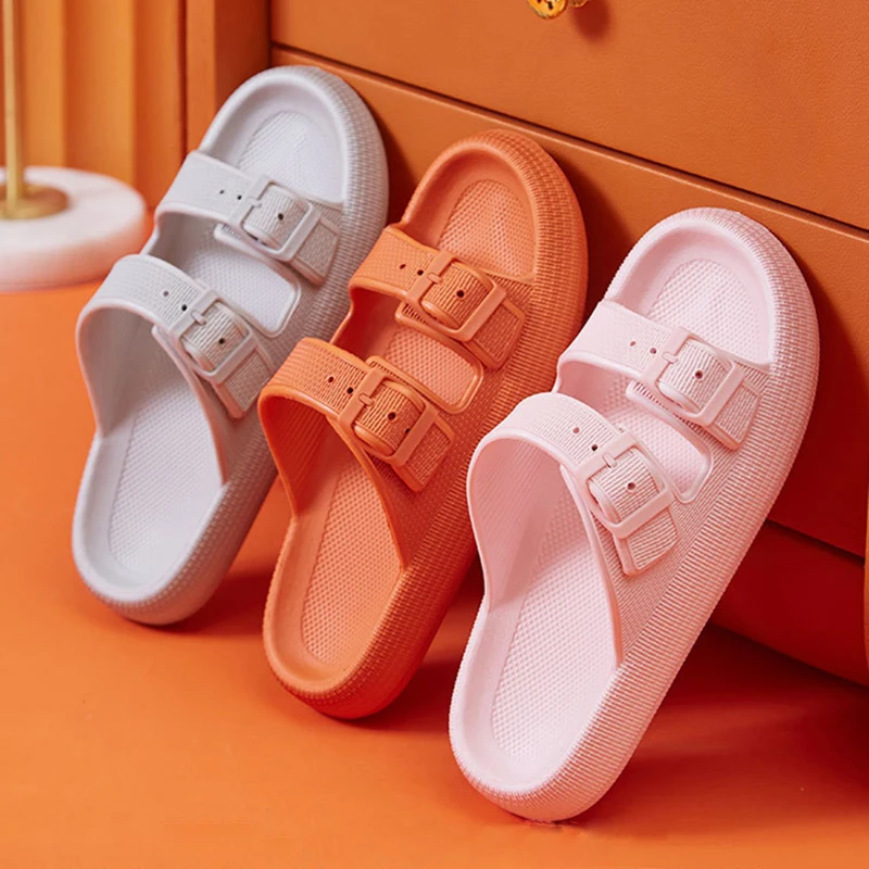 

Fashion Buckle Thick Platform Slippers Women Home Soft Sole eva Cloud Slides Sandals Woman 2023 Summer Non Slip Beach Flip Flops