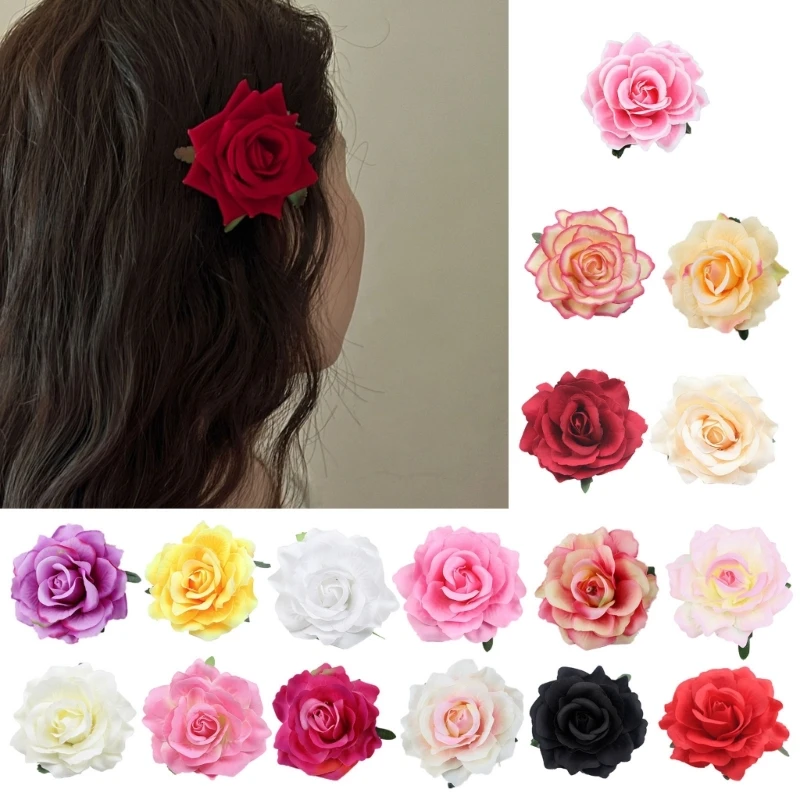 

Y51E Rose Hair Clip Flower Hairpin Rose Brooch Floral Clip for Woman Girl Party Wedding Hair Barrette Hair Clip Ornament