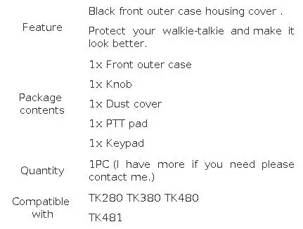 Walkie Limited Keypad Front Housing Case Cover For TK280 TK481 TK380 TK480 Two Way Portable Radio