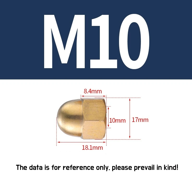 

1 ~ 20 шт. твердая латунь, желудь, гайки, фотоэлемент M14, M16, M18, M20, Золотая Шестигранная декоративная купольная головка, Полукруглая, железная гайка