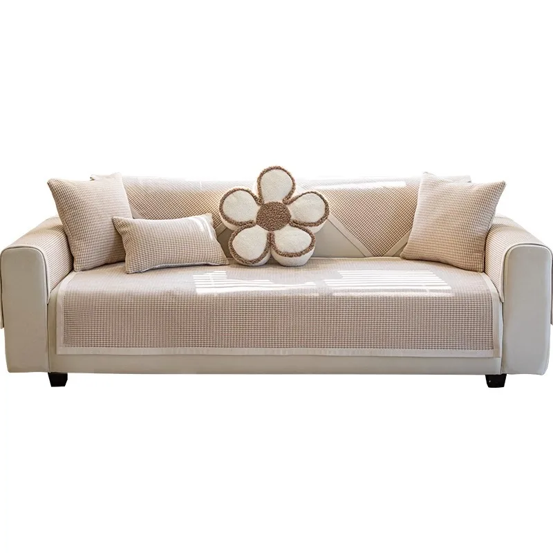 Хлопковое льняное покрывало для дивана нескользящее джутовое диванной подушки