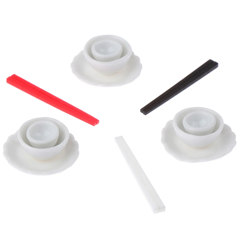 

New 1/12 Dollhouse Bowl Chopsticks Model Dolls House Mini Tableware Set Dollhouse Accessories Pretend Play Toys
