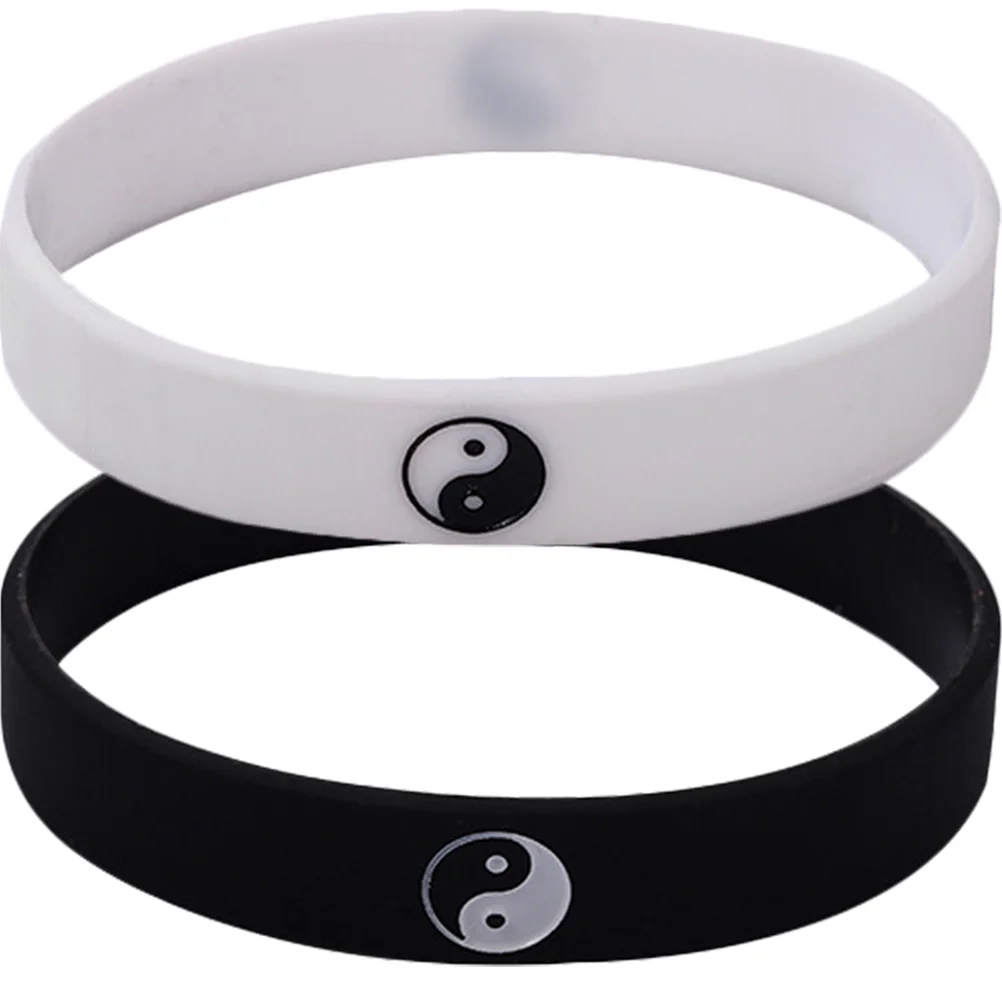 

2 Pcs Tai Chi Bracelet Yin Yang Rubber Wristbands Men’s Bracelets Sports Couple Gifts Silica Gel Silicone Women Man