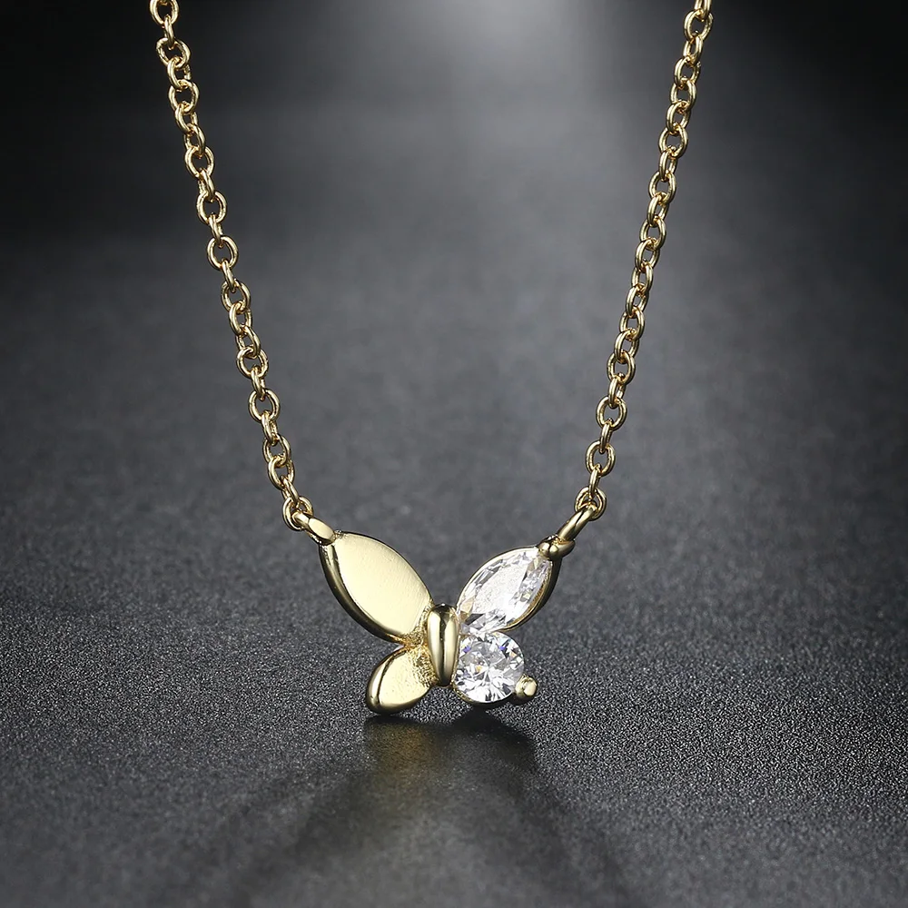 

Korean Fashion Butterfly Pendant Necklace Women Dainty Gold Color Collarbone Chain Zircon Choker Neck Jewelry Wholesale