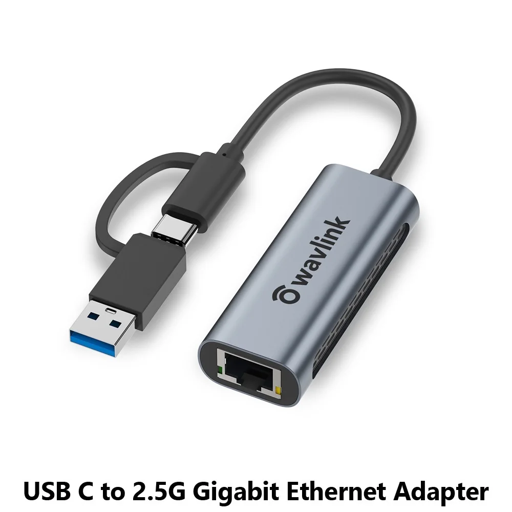 

USB C to 2.5G Gigabit Ethernet Adapter Type C to 2.5 Network Card RJ45 LAN 2.5Gbps USB3.0 Converter For Windows Mac OS X