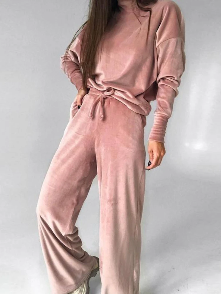 Женский флисовый спортивный костюм повседневный топ с высоким воротником и