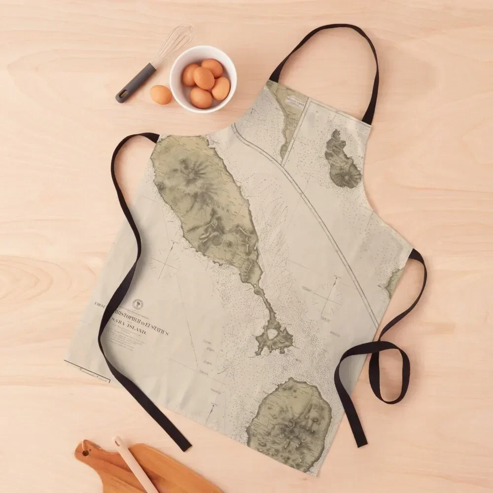 Винтажная карта St Kitts &amp Nevis (1872) Фартук для мужчин предметы домашнего обихода