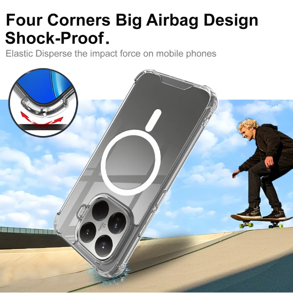 Фото Чехол IMAK Air Bag с магнитной фиксацией и беспроводной зарядкой для Xiaomi 15T Pro 5G, противоударный бампер-накладка, защитный чехол-футляр для Xiaomi Mi 15T Pro №3
