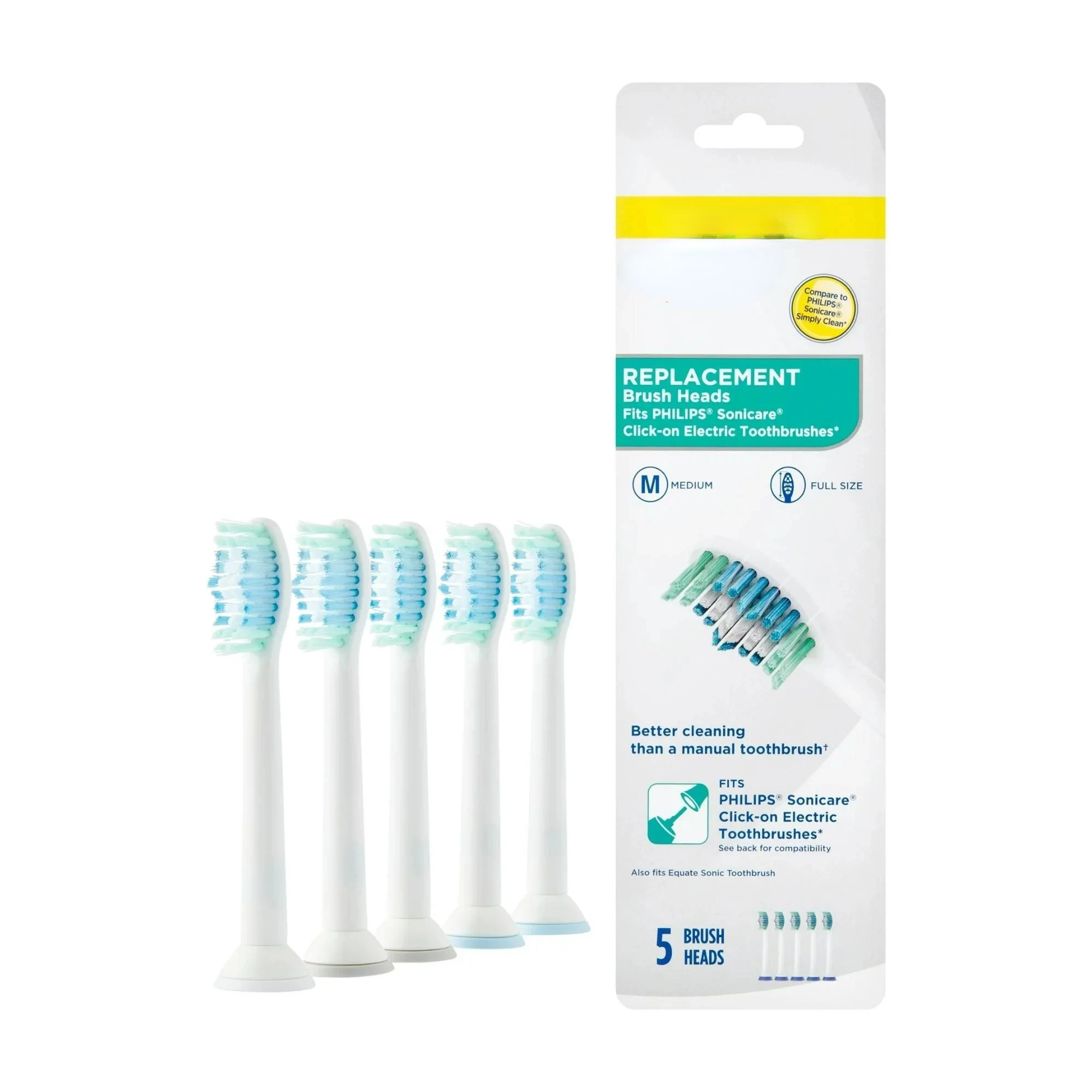 

Pro Essential Clean Replacement Toothbrush Brush Heads, White, 5 Count