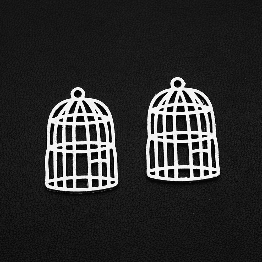 

5pcs/Lots 17x26mm Antique Silver Plated Birdcage Charms Hollow Pendant For Diy Earrings Trend Making Materials Accessories Parts