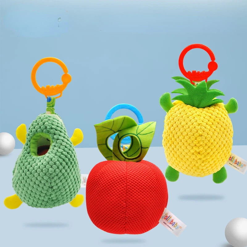 

Baby Soft Caterpillar Fruit Handbells Rattles Mobiles Plush Infant Cart Pendant Bed Hanger Handle Toys Selling Teether Jollybaby