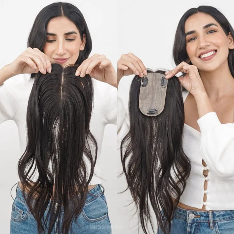 

Breathable Full End European Virgin Human Hair 12*14 Jewish Topper Silk Top None Lace Toupee Straight Human Hairs For Women