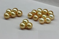 elegant charming three of 8 9mm natural south sea genuine golden round good luste loose pearl gem genstone jewelry