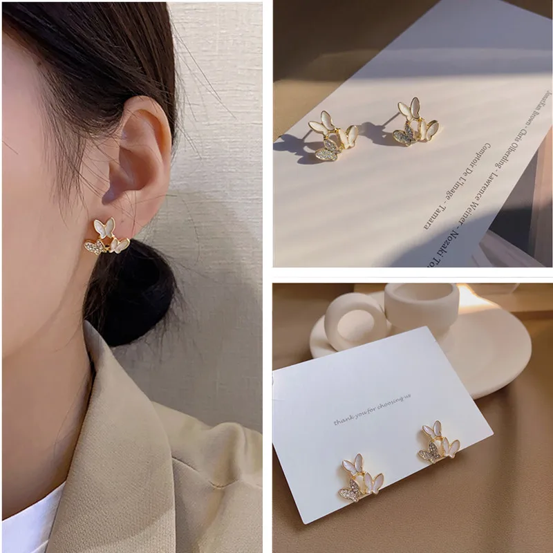 

Korean Fashion Butterfly Stud Earrings for Women Jewelry Super Fairy Small Fresh Temperament Earrings Wild New Trend Earrings