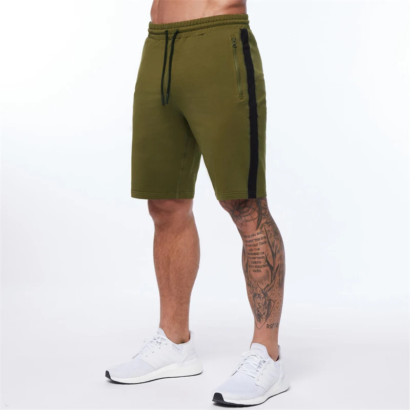 Summer new men's short cotton patchwork casual pants outdoor casual five-point pants jogger solid color fitness sports pants