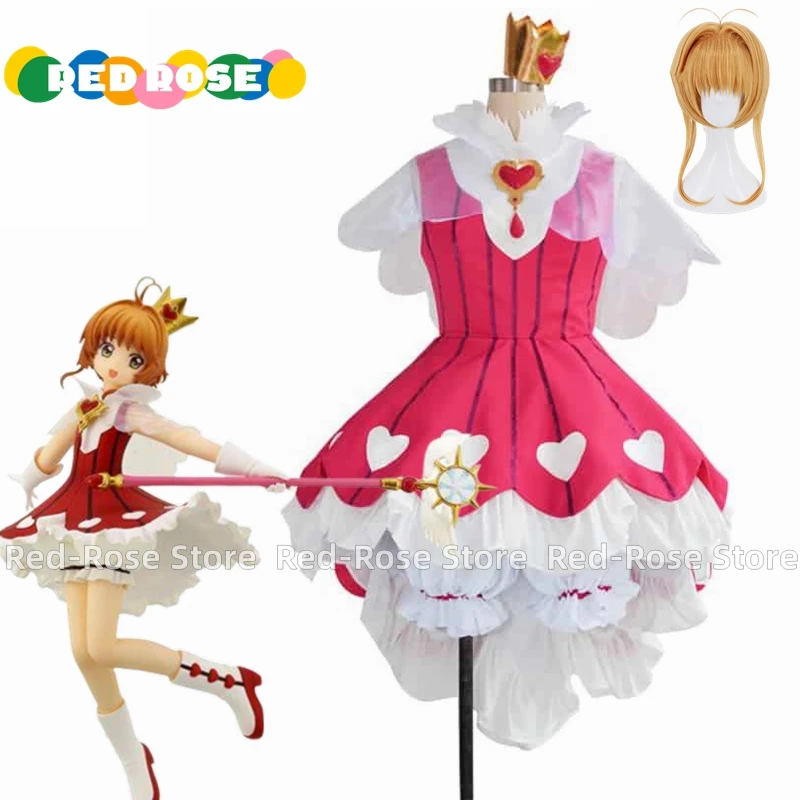 

Anime Cardcaptor Sakura Clear Card OP 2 Sakura Kinomoto Cosplay Costume Woman Halloween Christmas Custom size Any Size Wig